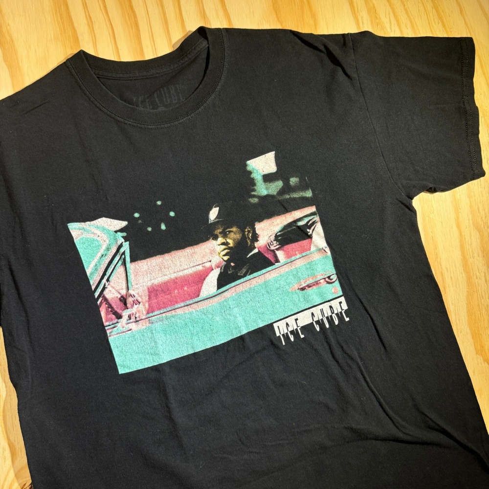 Ice Cube Men's Graphic T-Shirt Black Short Sleeve Hip Hop Rap Tee Size L